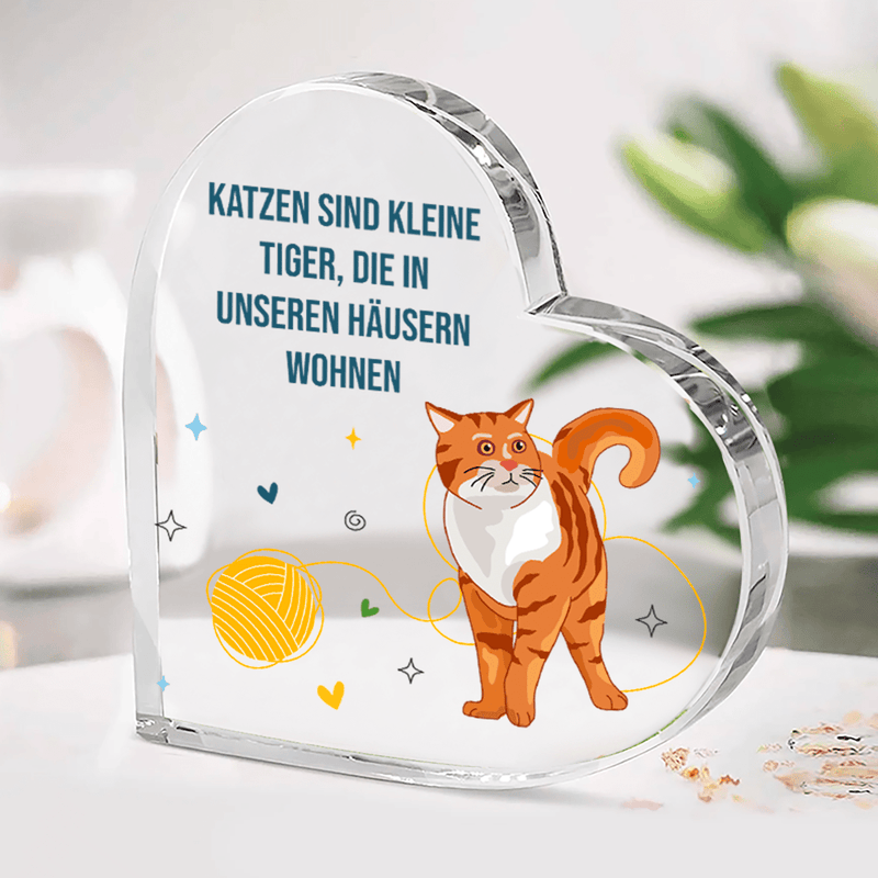 Eine Katze wie ein Tiger - Herz aus Glas, personalisiertes Geschenk - Adamell.de