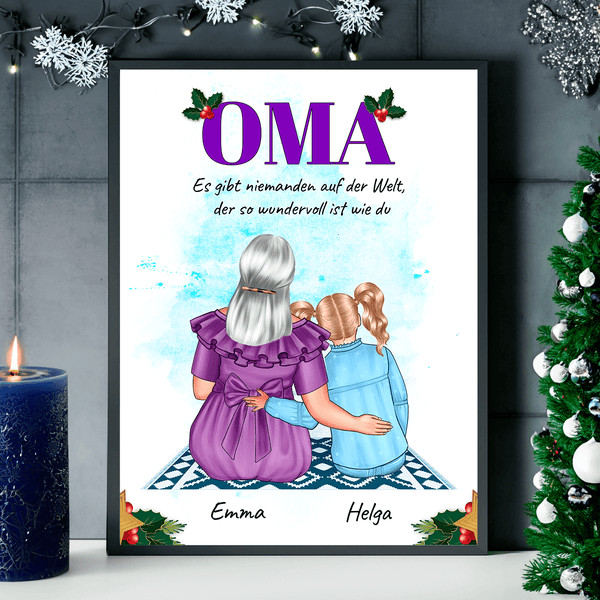 Eine wunderbare Oma Clipart - Poster, personalisiertes Geschenk für Oma - Adamell.de