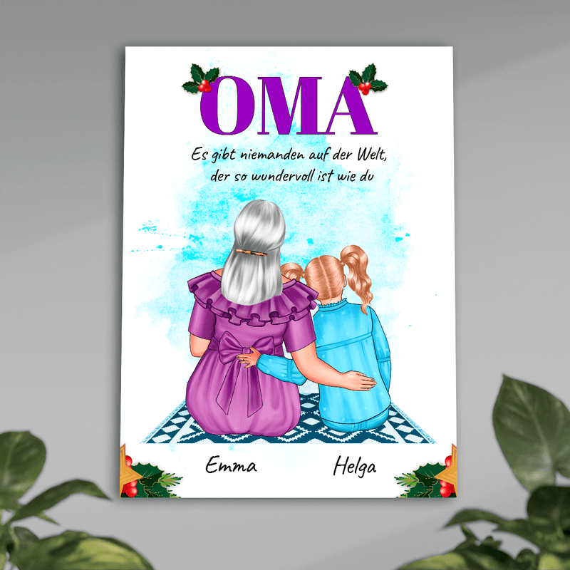 Eine wunderbare Oma Clipart - Poster, personalisiertes Geschenk für Oma - Adamell.de