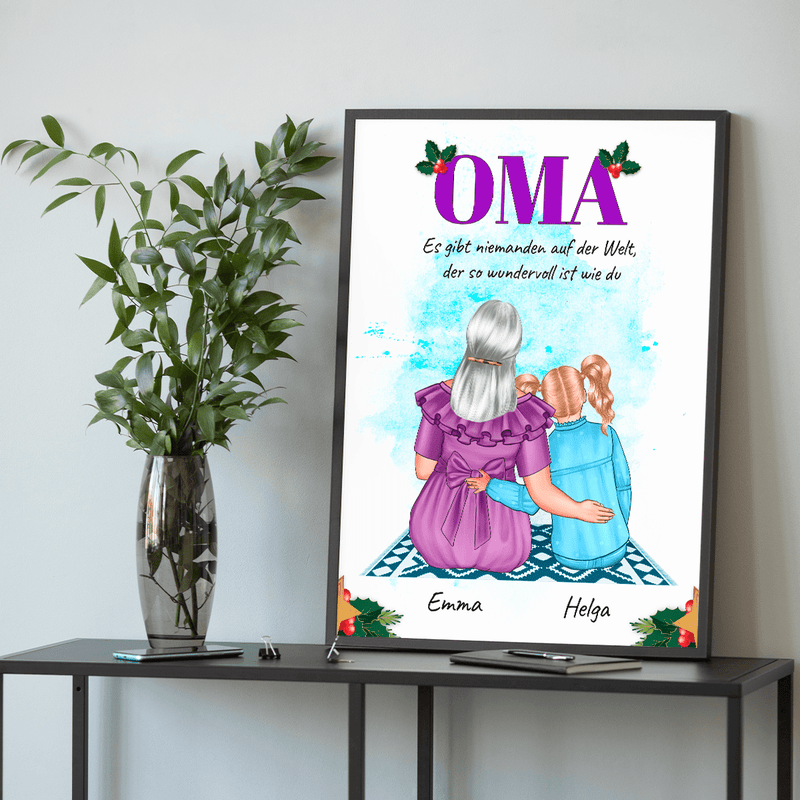 Eine wunderbare Oma Clipart - Poster, personalisiertes Geschenk für Oma - Adamell.de