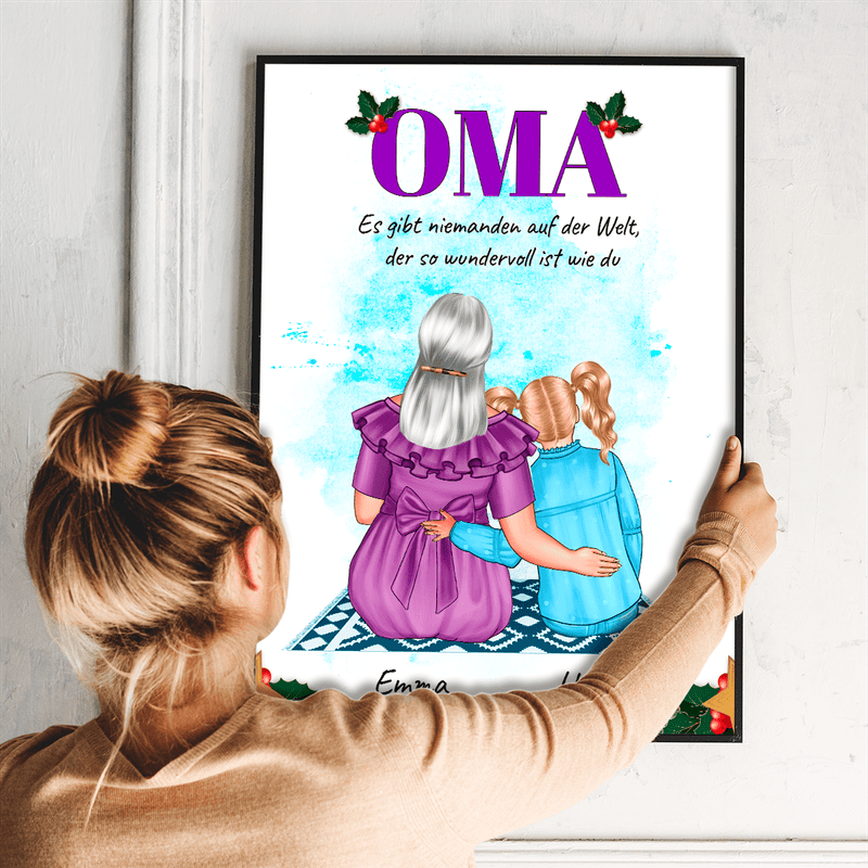 Eine wunderbare Oma Clipart - Poster, personalisiertes Geschenk für Oma - Adamell.de