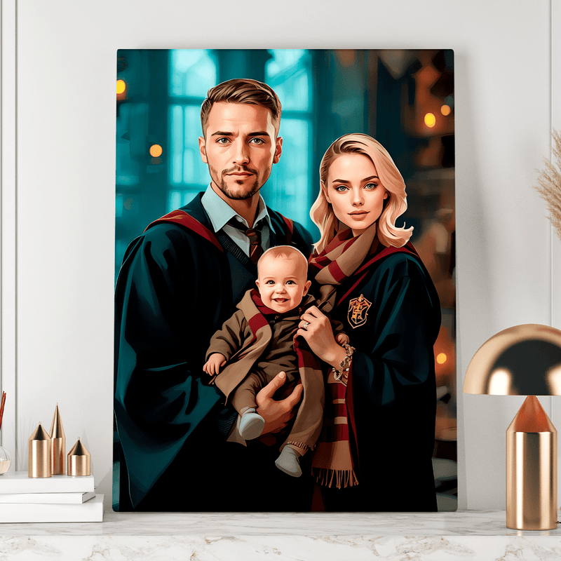 Eine Zaubererfamilie - Druck auf Leinwand, personalisiertes Geschenk für Eltern - Adamell.de