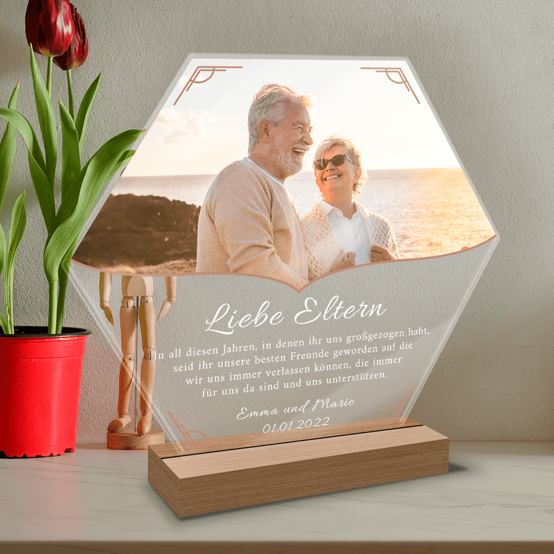 Eltern danken Ihnen für alles - Druck auf Glas, personalisiertes Geschenk für Eltern - Adamell.de