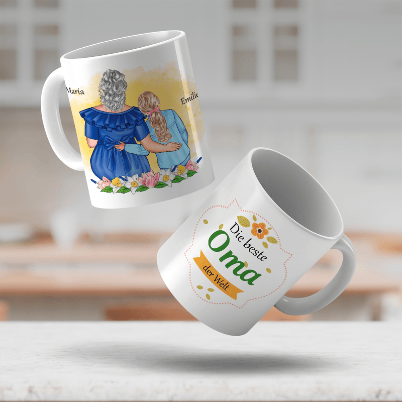 Enkelin und die beste Oma der Welt - 1x bedruckte Tasse, personalisiertes Geschenk für Oma - Adamell.de