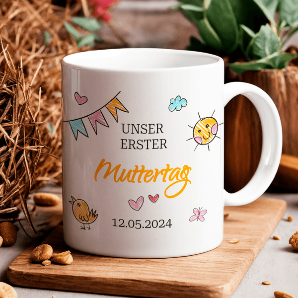 Erster Tag der Mutter - 1x Bedruckte Tasse, personalisiertes Geschenk für Mama - Adamell.de