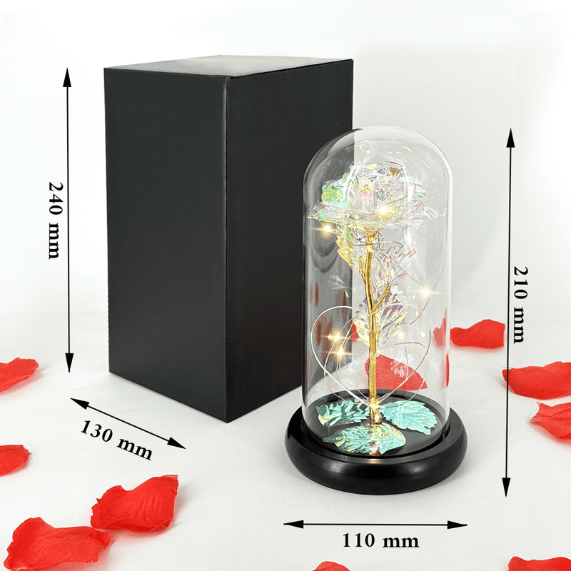 Ewige Rose aus LED-Kristall in Glas + personalisiertes Herz FOTOS MIT MAMA - Adamell.de