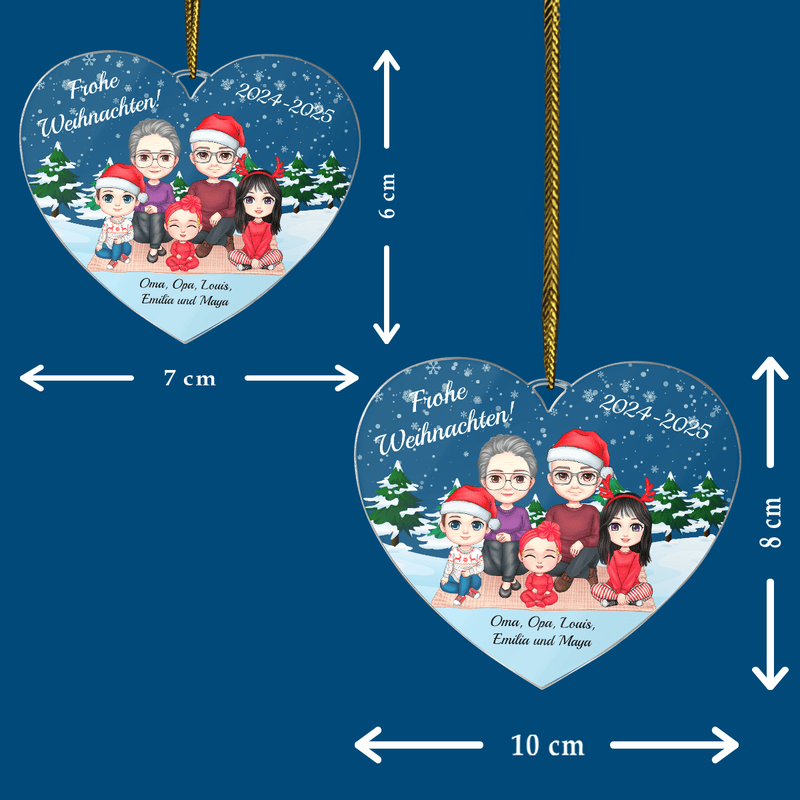 Familie Weihnachten - Christbaumkugel, personalisiertes Geschenk für Großeltern - Adamell.de