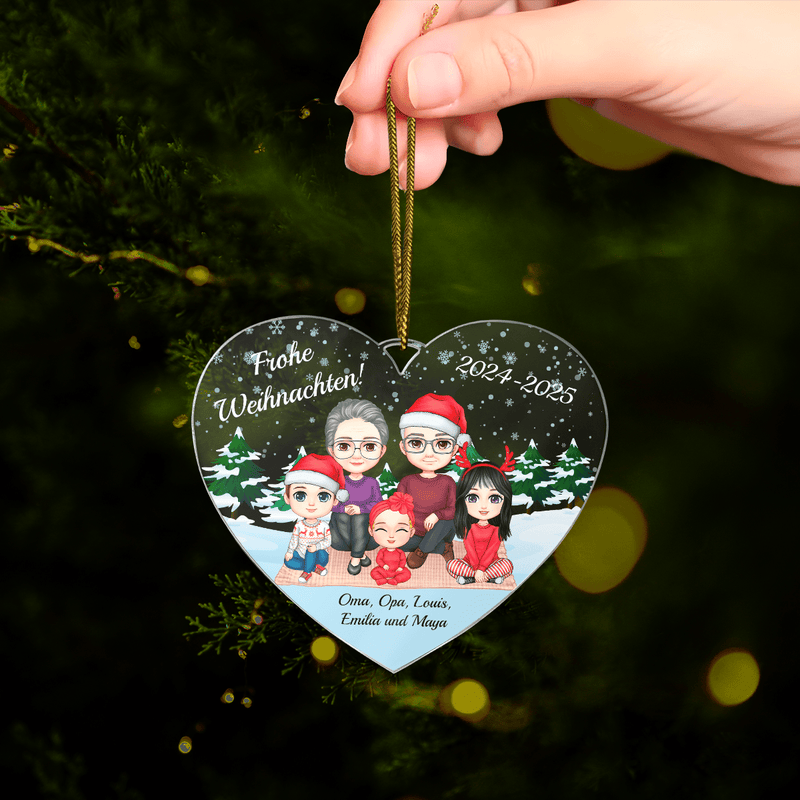 Familie Weihnachten - Christbaumkugel, personalisiertes Geschenk für Großeltern - Adamell.de