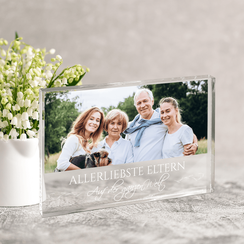 Familienfoto - Druck auf Glas, personalisiertes Geschenk für Eltern - Adamell.de