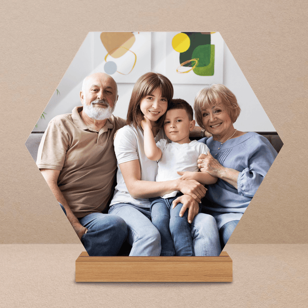 Familienfoto mit Großeltern - Druck auf Glas, personalisiertes Geschenk für Großeltern - Adamell.de