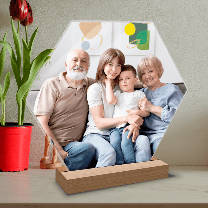 Familienfoto mit Großeltern - Druck auf Glas, personalisiertes Geschenk für Großeltern - Adamell.de