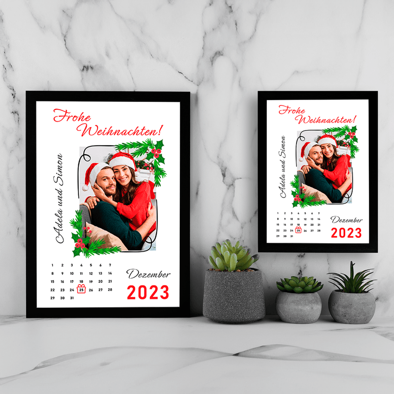 Ferienkalender für Paare - Druck auf Glas, personalisiertes Geschenk für Paare - Adamell.de