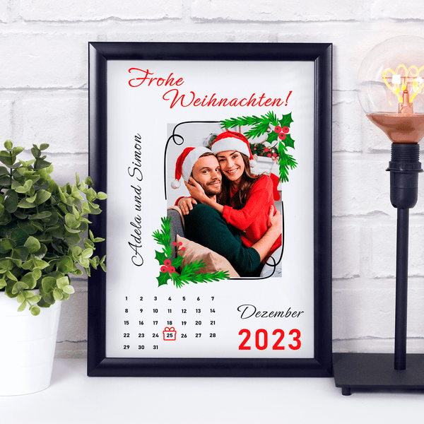 Ferienkalender für Paare - Druck auf Glas, personalisiertes Geschenk für Paare - Adamell.de