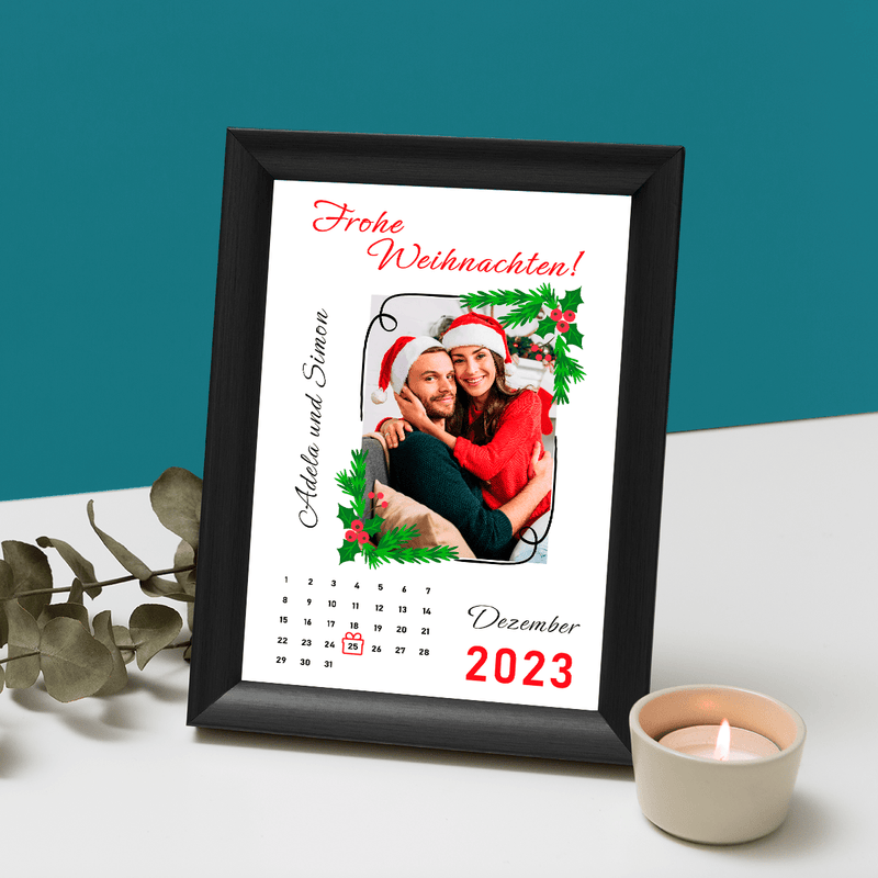 Ferienkalender für Paare - Druck auf Glas, personalisiertes Geschenk für Paare - Adamell.de