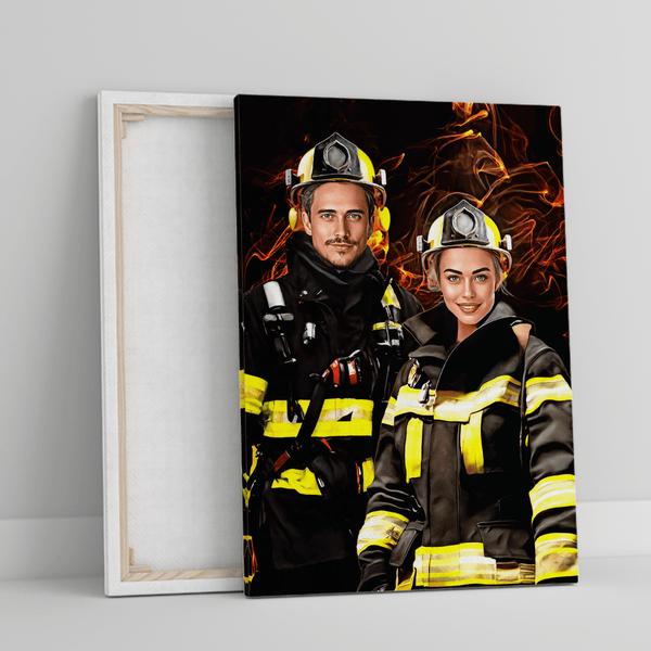 Feuerwehrleute - Druck auf Leinwand, personalisiertes Geschenk für Paar - Adamell.de