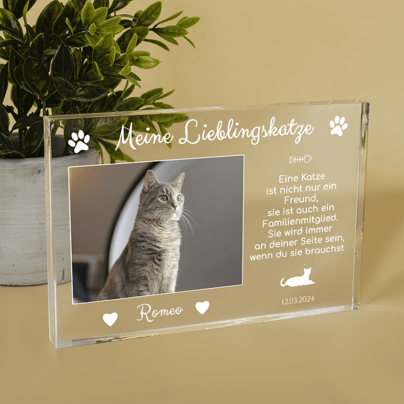 Foto der Katze + Text - Druck auf Glas, personalisiertes Geschenk - Adamell.de