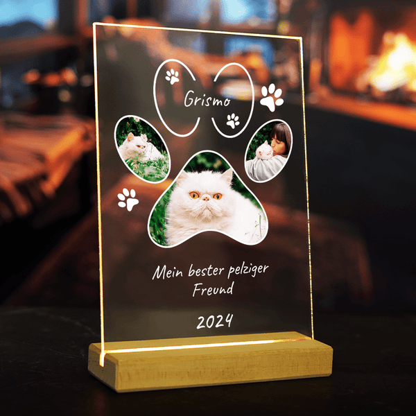 Foto in Form einer Katzenpfote - Druck auf Glas, personalisiertes Geschenk für Katzeliebhaber - Adamell.de