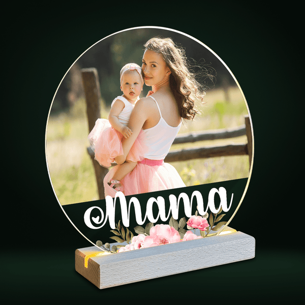 Foto + MAMA Bildunterschrift - Druck auf Glas, personalisiertes Geschenk für Mama - Adamell.de