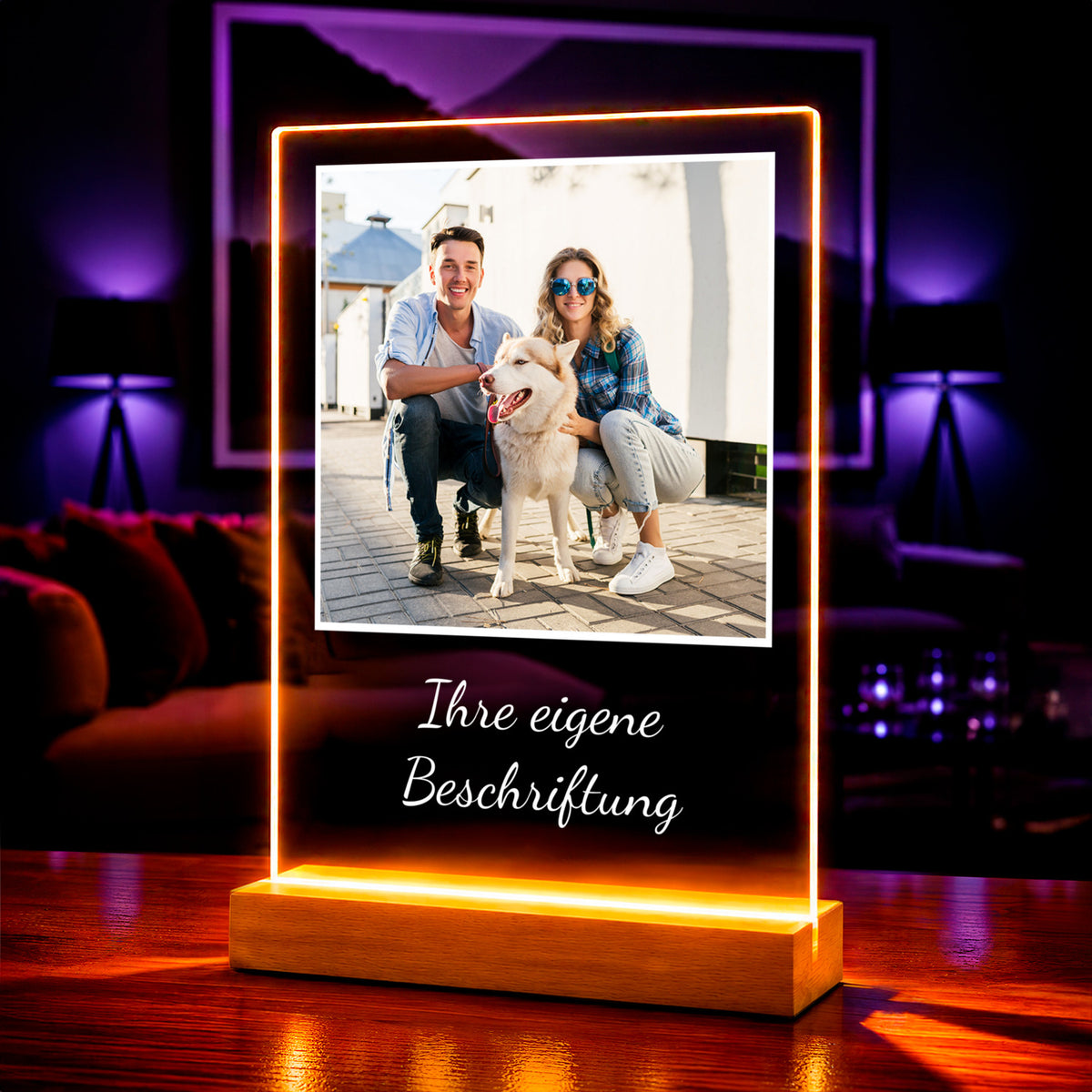 Foto auf Acrylglas Paar mit ihrem Hund — Geschenke für Paare