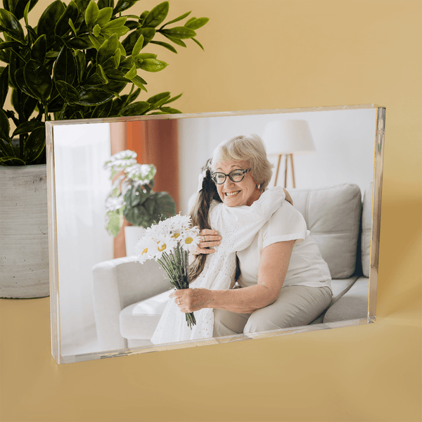 Foto mit geliebter Großmutter - Druck auf Glas, personalisiertes Geschenk für Oma - Adamell.de