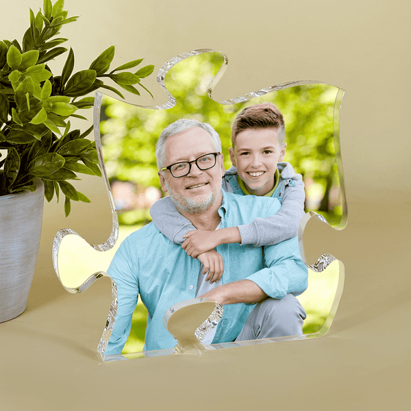 Foto mit Großvater - Druck auf Glas - das Puzzle, personalisiertes Geschenk für Opa - Adamell.de