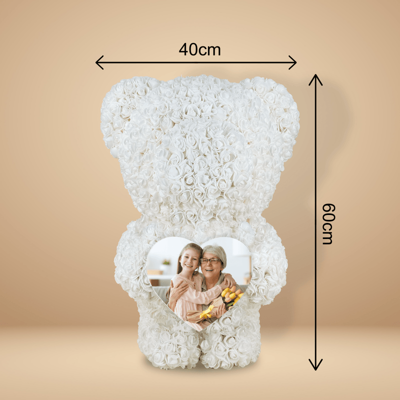 Foto mit Oma - Rosenbären 60 cm mit Herz personalisiertes Geschenk für Oma - Adamell.de