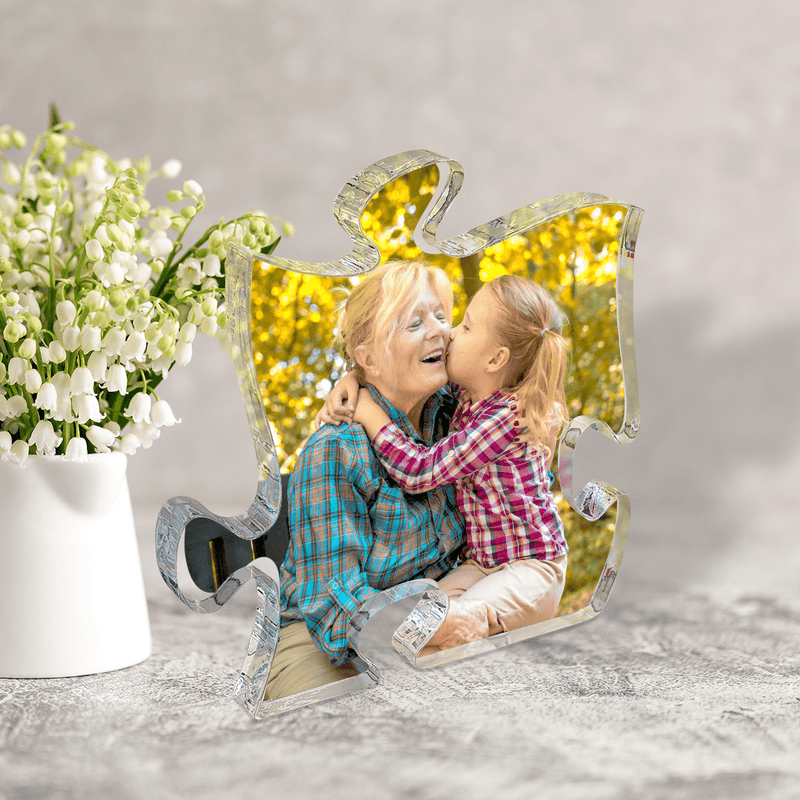 Foto von Enkelin und Oma - Druck auf Glas - das Puzzle, personalisiertes Geschenk für Oma - Adamell.de