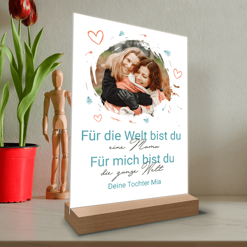Foto von Mutter und Tochter + Text - Druck auf Glas, personalisiertes Geschenk für Mama - Adamell.de
