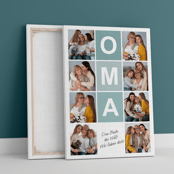 Fotocollage für die beste Oma - Druck auf Leinwand, personalisiertes Geschenk für Oma - Adamell.de