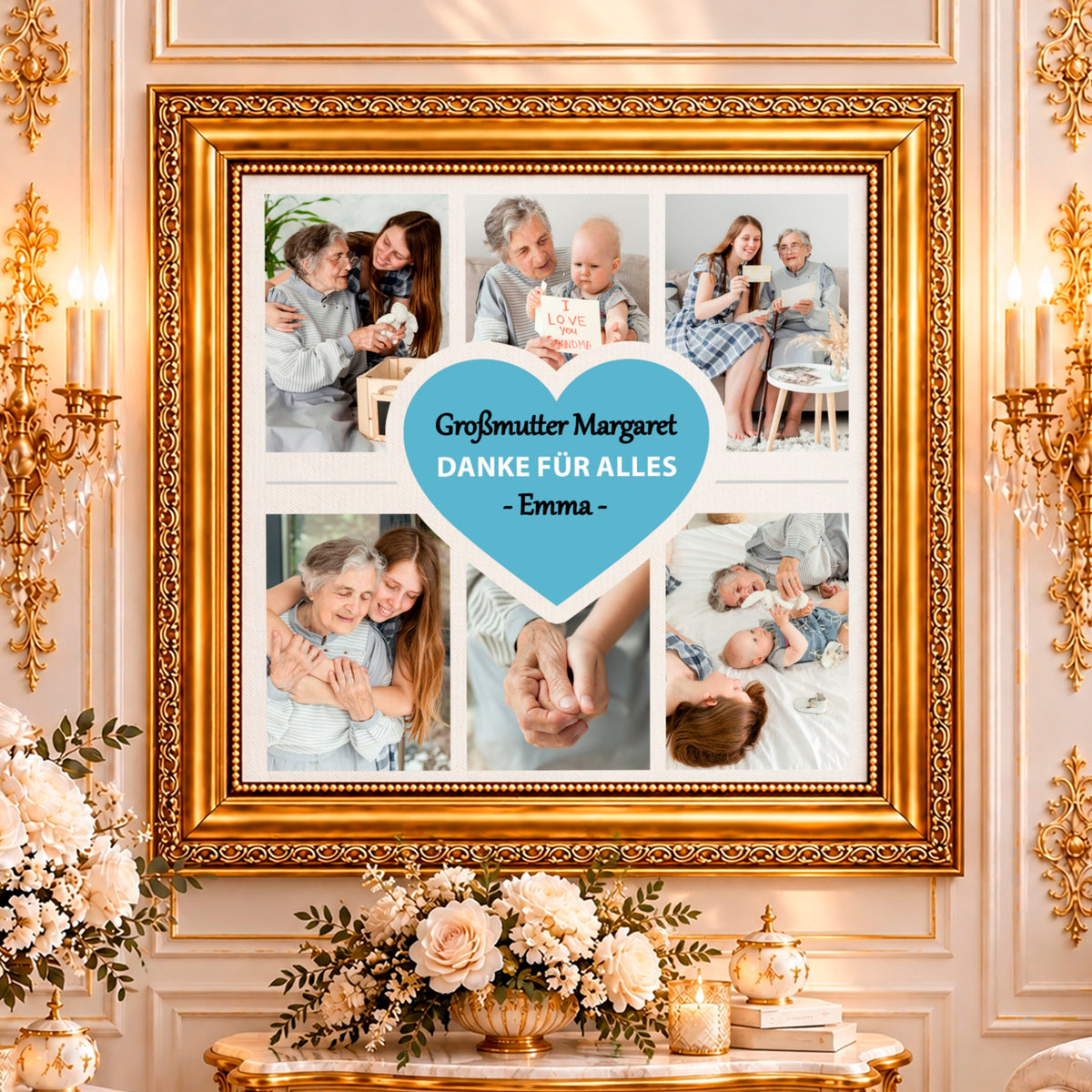 Fotocollage auf Leinwand Für die Großmutter — Geschenke für Oma