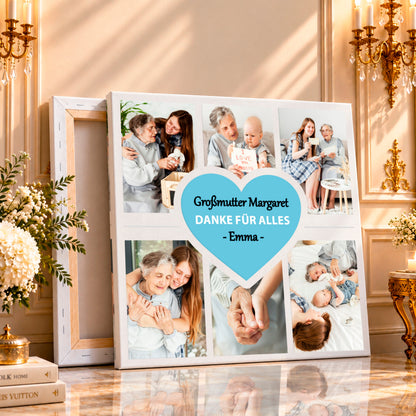 Fotocollage auf Leinwand Für die Großmutter — Geschenke für Oma