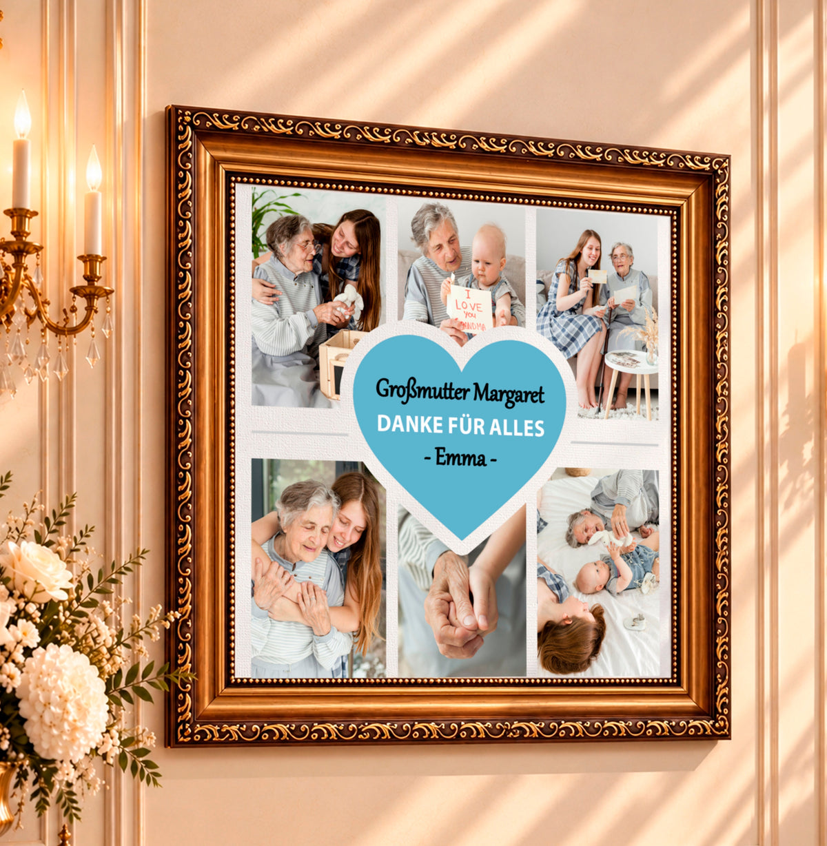 Fotocollage auf Leinwand Für die Großmutter — Geschenke für Oma
