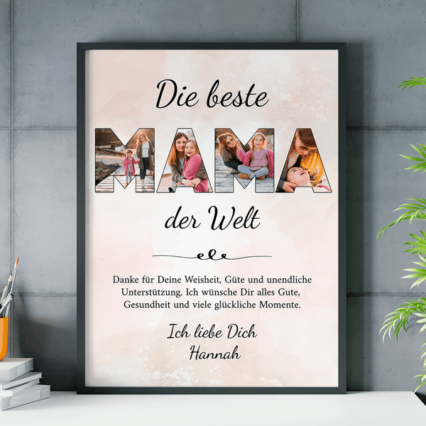 Fotocollage MAMA + Text - Poster, personalisiertes Geschenk für Mama - Adamell.de