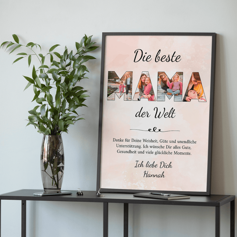 Fotocollage MAMA + Text - Poster, personalisiertes Geschenk für Mama - Adamell.de