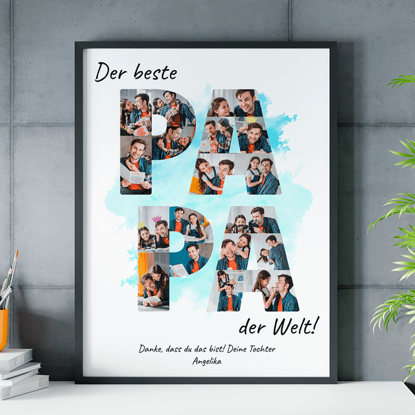 Fotocollage PAPA - Poster, personalisiertes Geschenk für Papa - Adamell.de