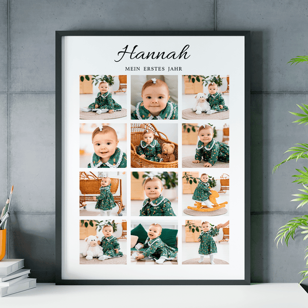 Fotocollage zum ersten Geburtstag - Poster, personalisiertes Geschenk für Kind - Adamell.de