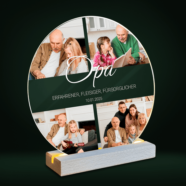 Fotos mit Opa + Bildunterschriften - Druck auf Glas, personalisiertes Geschenk für Opa - Adamell.de