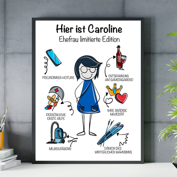 Frau limitierte Auflage - Poster, personalisiertes Geschenk für Ehefrau - Adamell.de