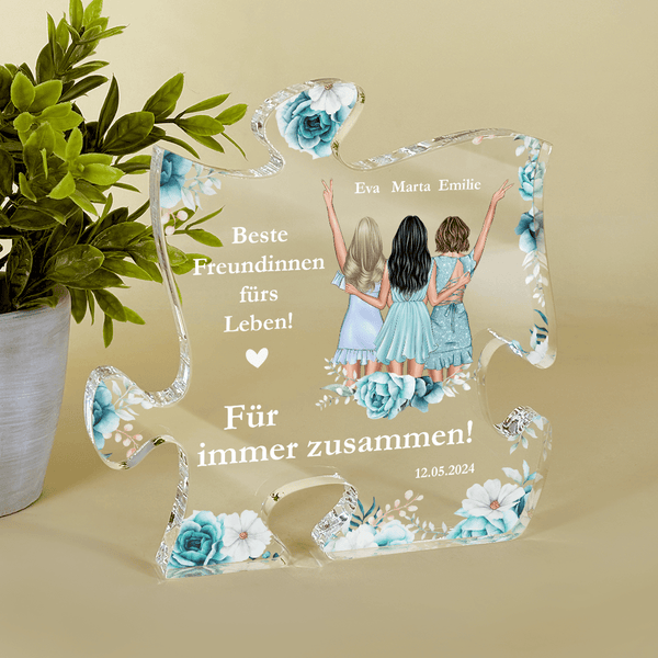 Freunde für immer zusammen - Druck auf Glas - das Puzzle, personalisiertes Geschenk für Freundin - Adamell.de