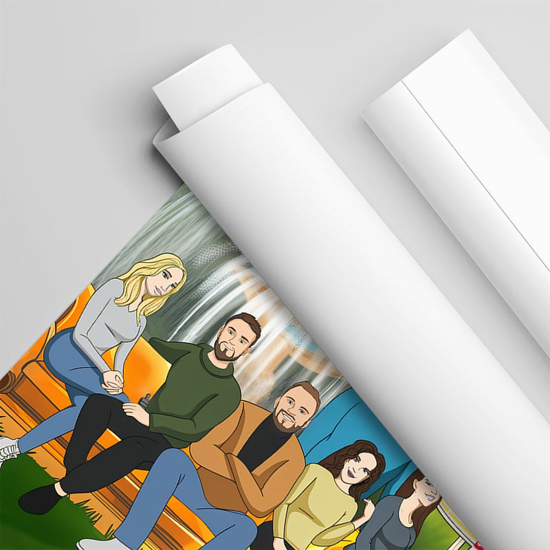 Freunde Illustration - Poster, personalisiertes Geschenk für Freunde - Adamell.de