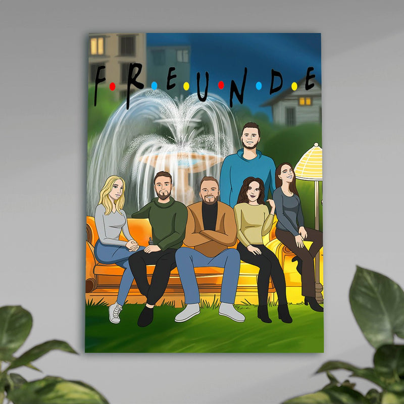 Freunde Illustration - Poster, personalisiertes Geschenk für Freunde - Adamell.de