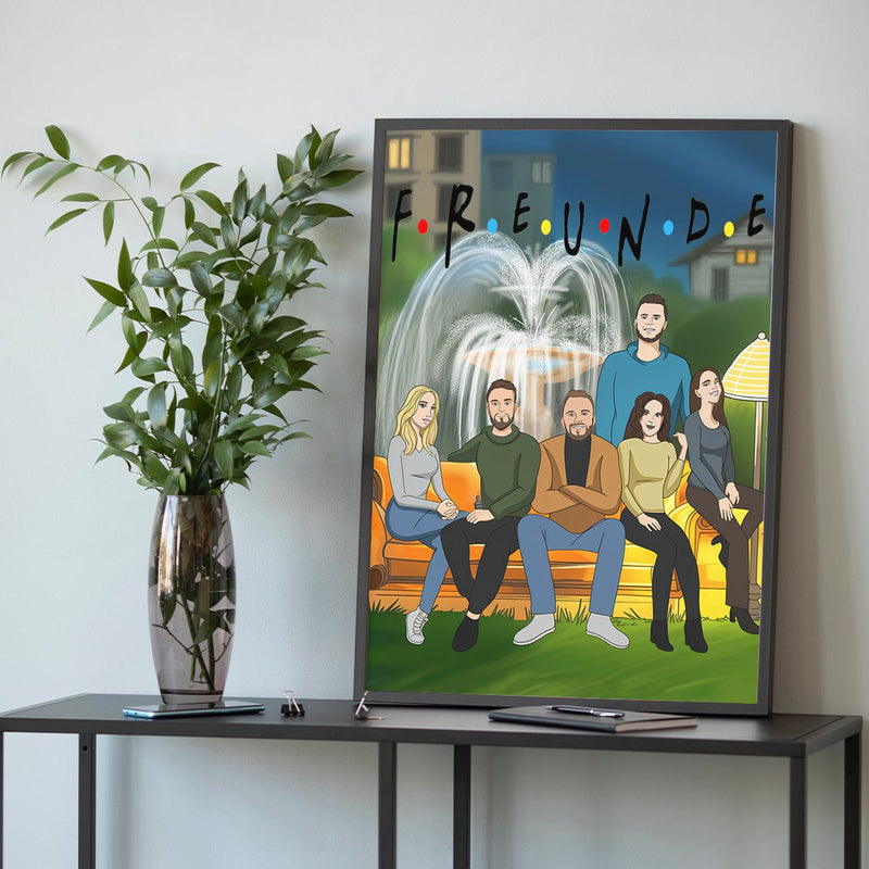 Freunde Illustration - Poster, personalisiertes Geschenk für Freunde - Adamell.de