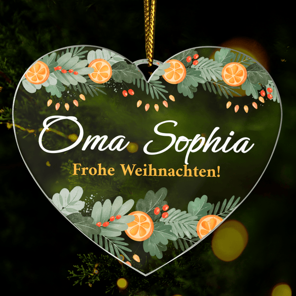 Frohe Weihnachtswünsche - Christbaumkugel, personalisiertes Geschenk für Oma - Adamell.de