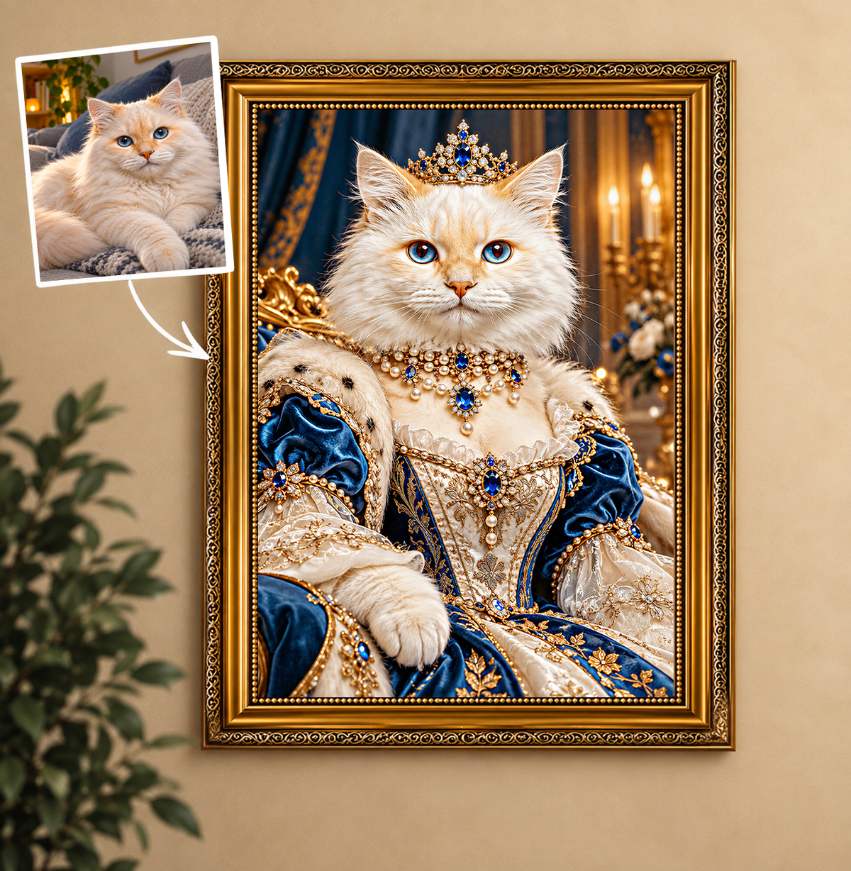 Fotoleinwand Porträt Die königliche Katze — Geschenk für Katzenliebhaber