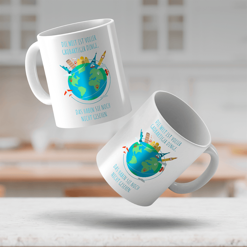 Für den Reisenden - 1x Bedruckte Tasse, personalisiertes Geschenk - Adamell.de