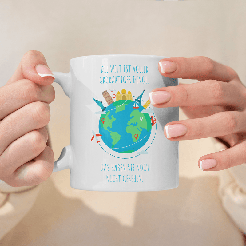 Für den Reisenden - 1x Bedruckte Tasse, personalisiertes Geschenk - Adamell.de