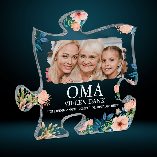 Für eine besondere Oma - Druck auf Glas - das Puzzle, personalisiertes Geschenk für Oma - Adamell.de