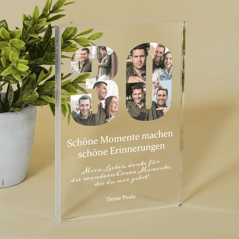 Für Ihren 30. Geburtstag - Druck auf Glas, personalisiertes Geschenk für Mann - Adamell.de