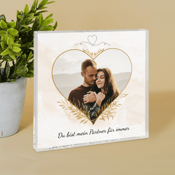 Für immer zusammen - Druck auf quadratischem Glas, personalisiertes Geschenk für Paare - Adamell.de