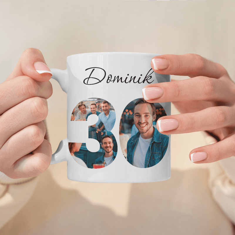 Für seinen 30. Geburtstag - 1x bedruckte Tasse, personalisiertes Geschenk für Mann - Adamell.de